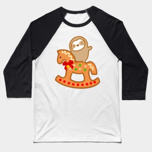 Cute Christmas Gingerbread Rocking Horse Sloth Baseball T-Shirt